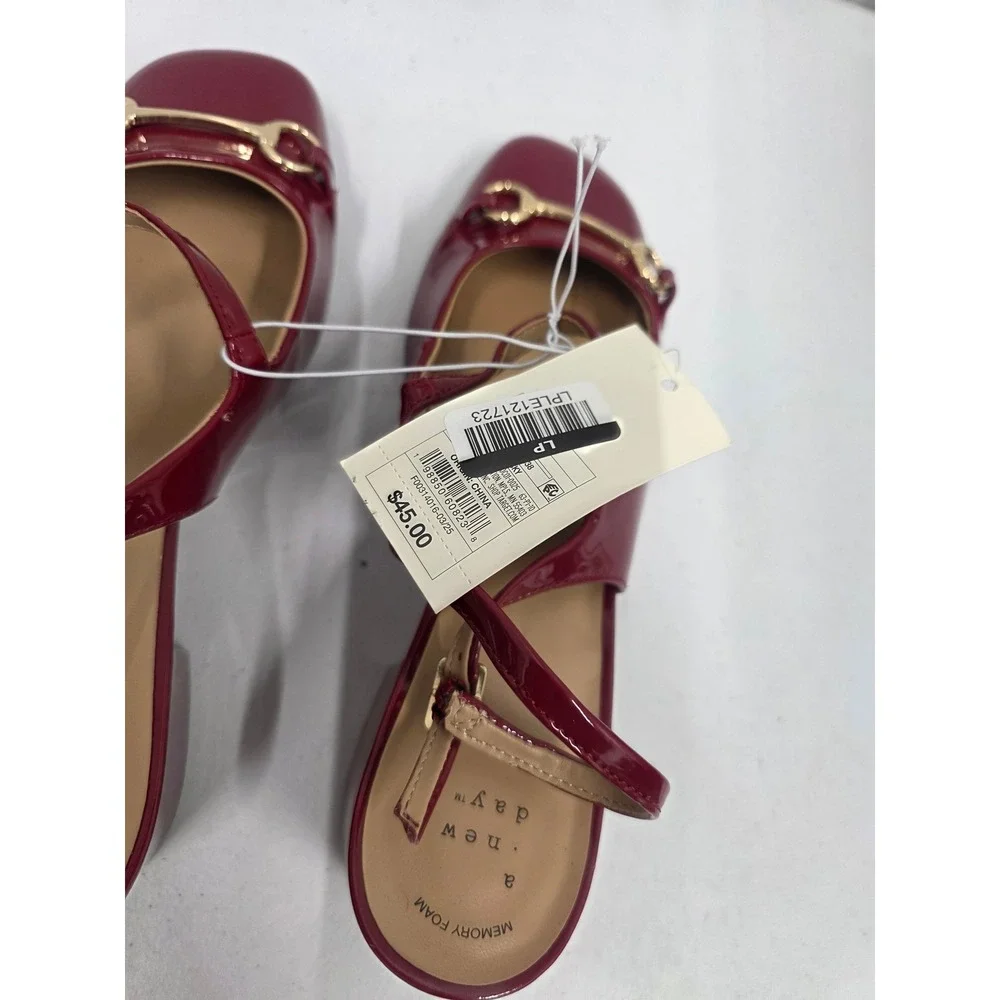 A New Day Womens Red Patent Horsebit Slingback Block Heel Pumps Size 11 NEW